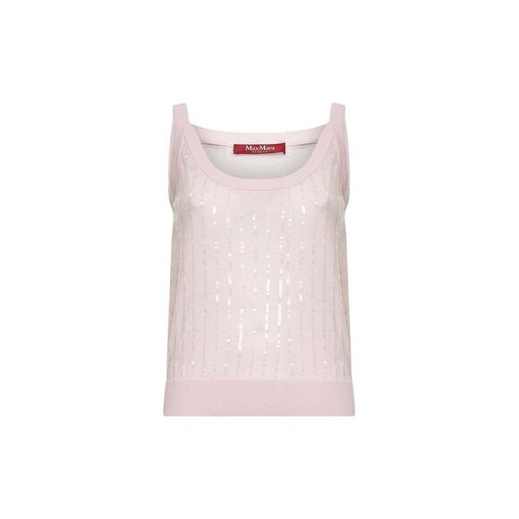 Max Mara Studio Women Pink Knit Mstcosetta Top With Sequins